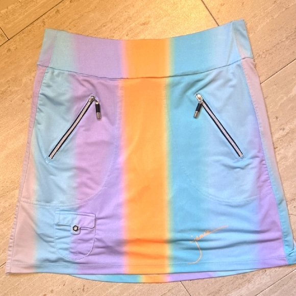 jamie sadock Pants - Jamie Sadock Unique Multi-Color Pastel Ombre Leisure Skort with Zipper Pockets
